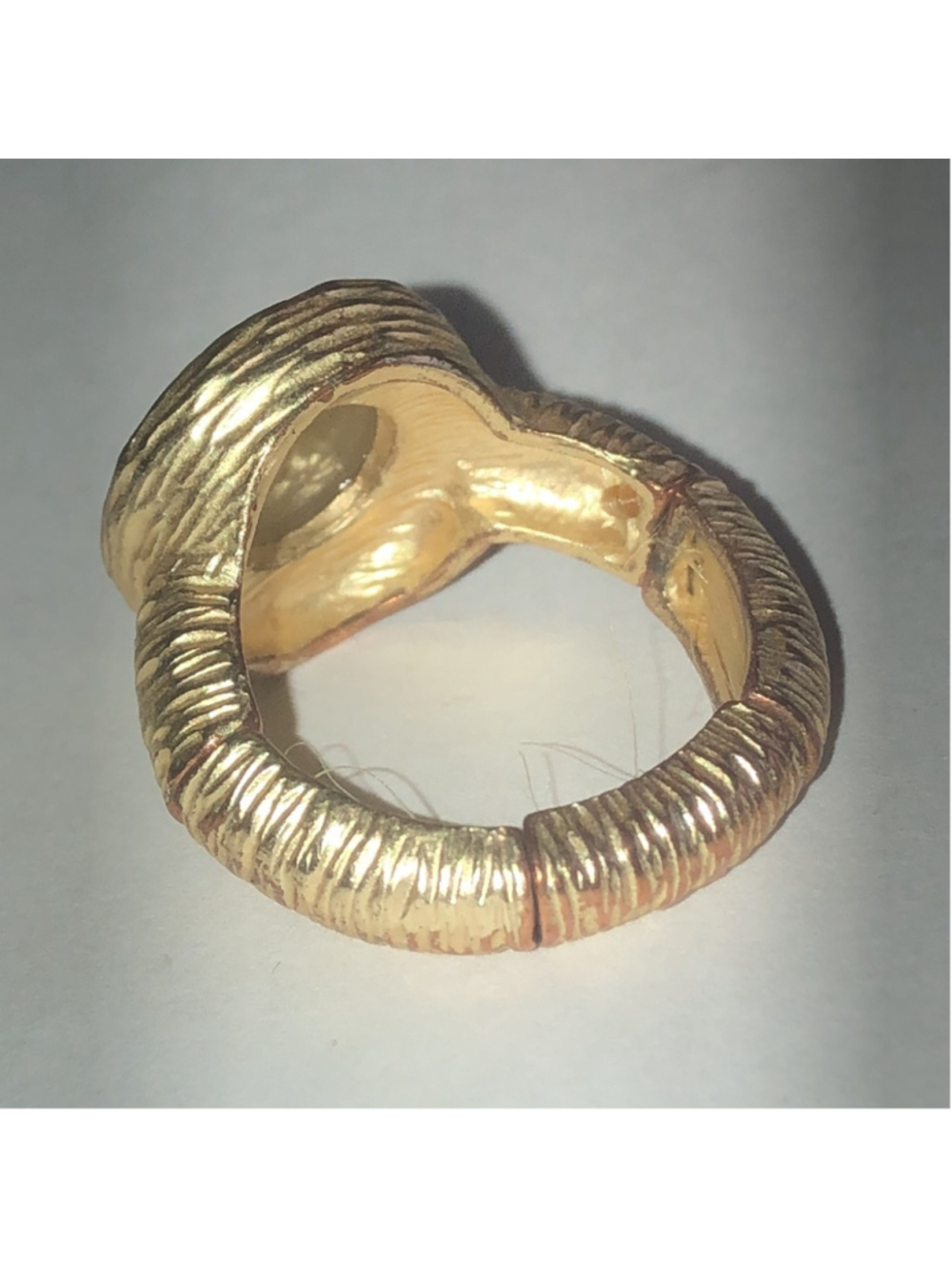 Elegant Gold Tone Ring with Opaque Orange Center - Picture 3 of 5